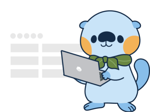 パソコンで問い合わせをするテッコ