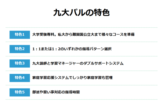 個別指導九大パルの特色
