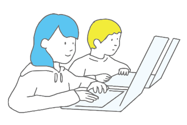 「タブレット教材」「ワークシート」を使って学びます。