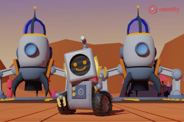 ブロック プログラミング クラスは、バーチャルロボット教材「ロボティファイ」を使用します。