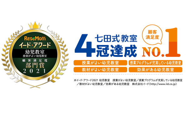 イードアワード2021　幼児教室３つの部門でNo.１（２年連続受賞）