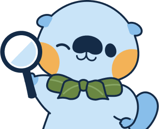 虫眼鏡を持ったテッコ