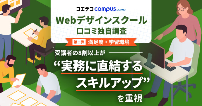 受講者の8割以上が "実務に直結するスキルアップ"を重視！Webデザインスクール受講生の口コミ分析調査