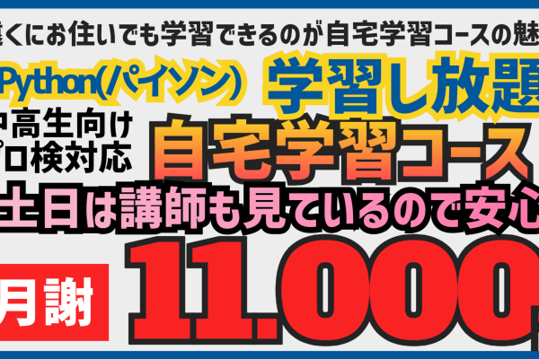 自宅学習コース(中高生に大人気のPython)開始!!