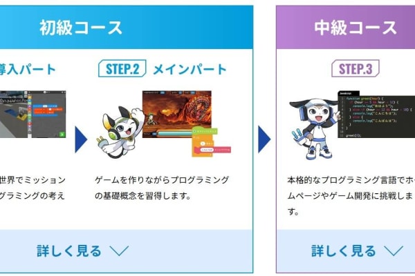 本格的なプログラミングスキルが身につく2コース構成のカリキュラム