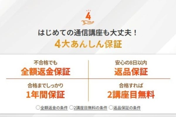 チャレンジを後押しする4大あんしん保証