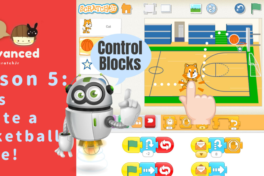 7/15(土) 、7/16(日)のオンライン講座は英語版eプログラミング「Lesson 5: Let's Create a Basketball Game!」でプログラミングを学びます。