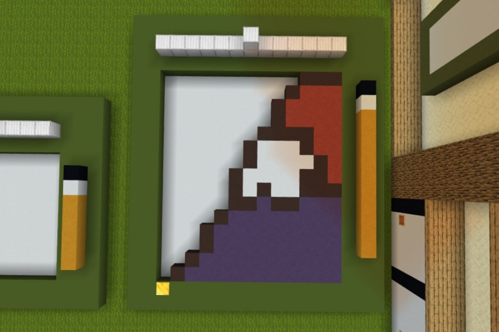 設計図に合わせて作品を作り上げます