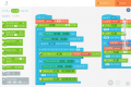小学生にも使いやすいスクラッチ型プログラミングで、実物のロボットを思い通りに動かします