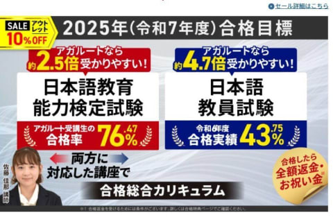 【日本語教員試験・日本語教育能力検定試験】2025年合格目標 合格総合講義／合格総合カリキュラムのイメージ画像