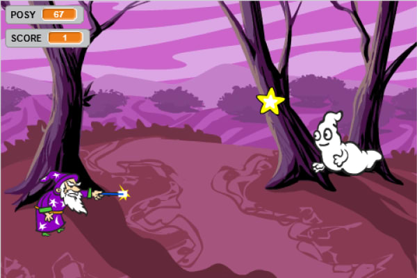 スクラッチでの課題の例（おばけたいじゲーム）