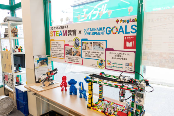 SDGsカリキュラムも導入（ロボット制作・プログラミング・調べ学習・発表）（撮影：2020年8月）