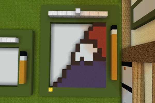 設計図に合わせて作品を作り上げます