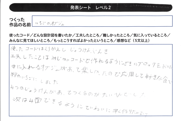 4週目は自由制作では自分の作品のプレゼンテーションを行います！