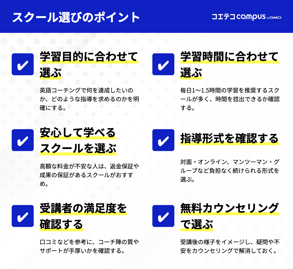英語コーチングスクールのおすすめの選び方