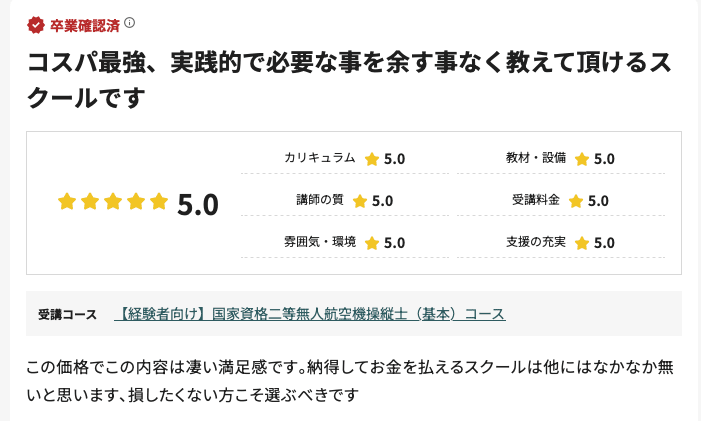 ドローンスクールAUTCの口コミ