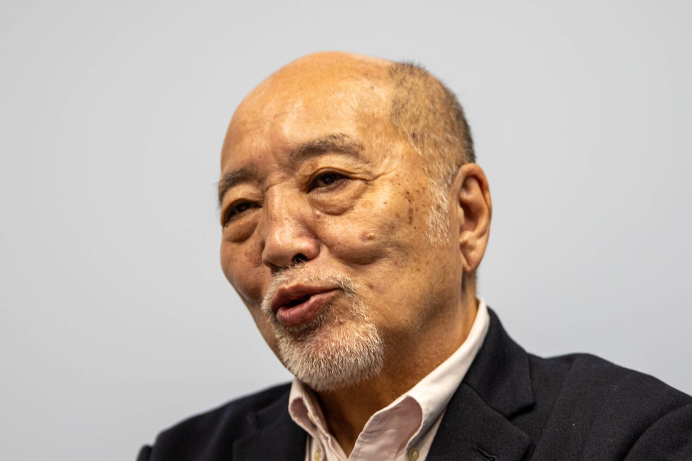 山﨑利武氏がドローンについてのインタビューを受けている