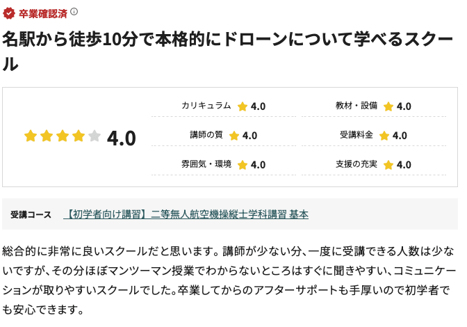 DSAなごのキャンパス(ドローンスクール愛知)の口コミ