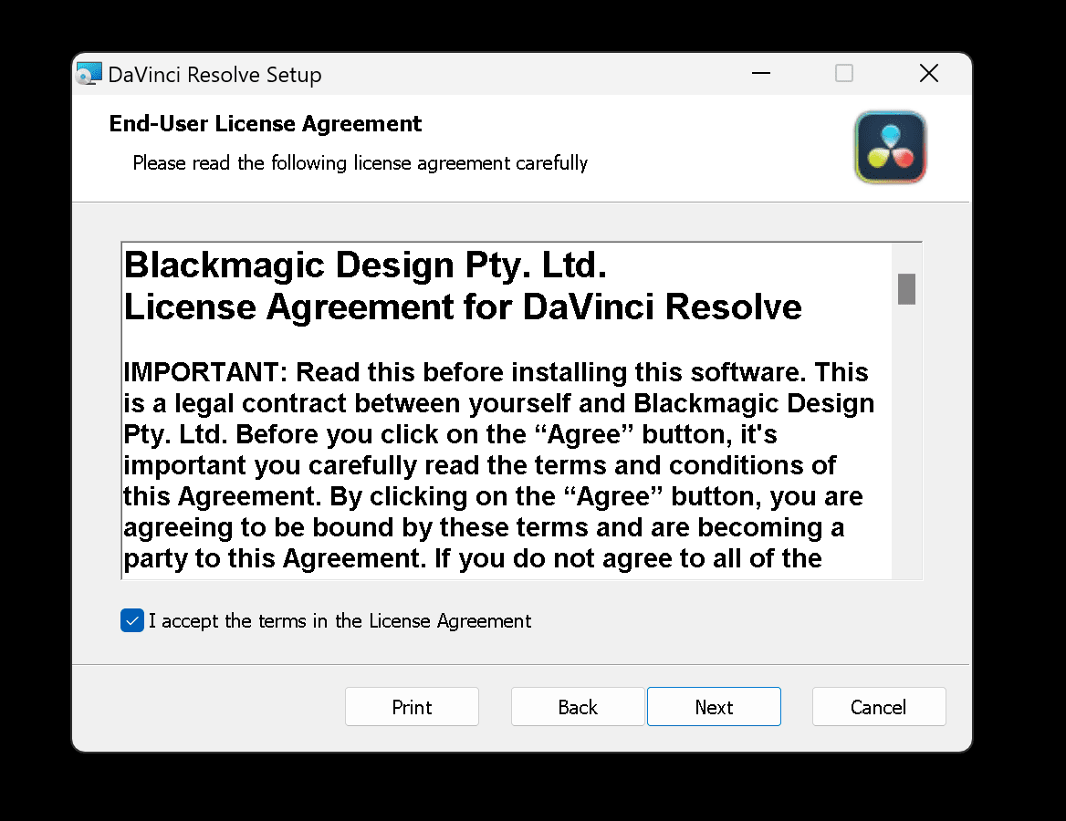 DaVinci Resolve インストール方法⑧