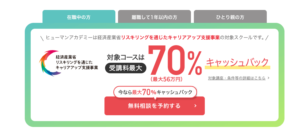 ヒューマンアカデミーCAD講座給付金(在職中)