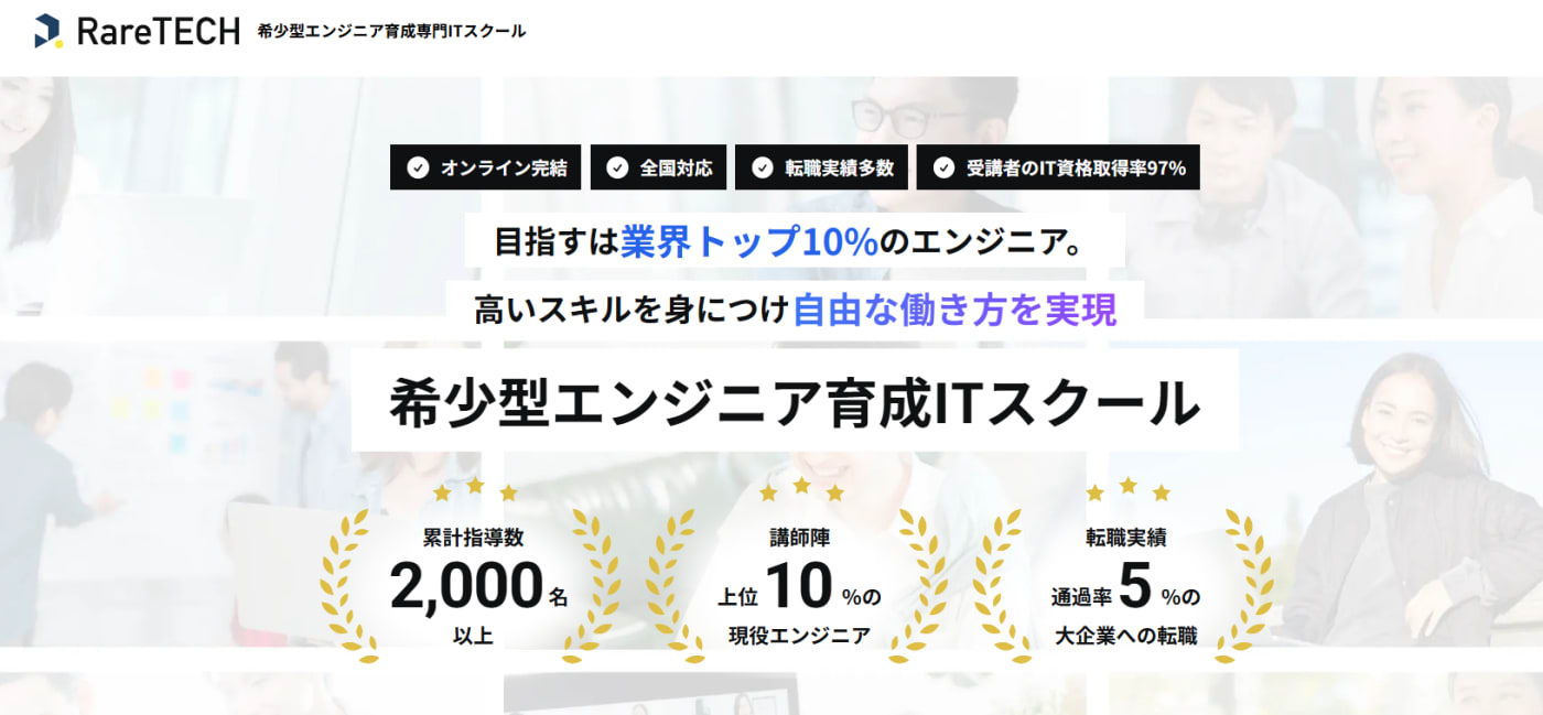 RareTECHサービストップ画像
