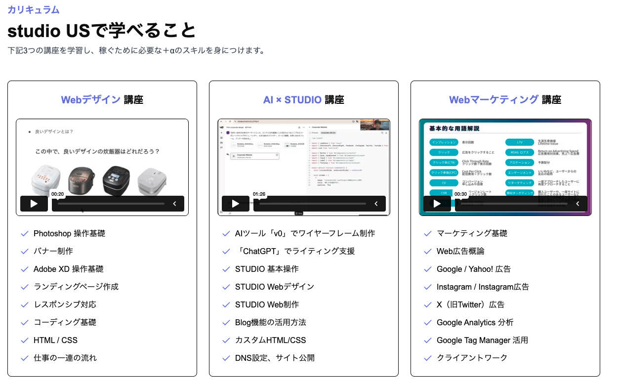 studio USのカリキュラム