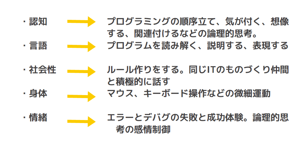 ミラプロフィットにおけるプログラミングの5領域
