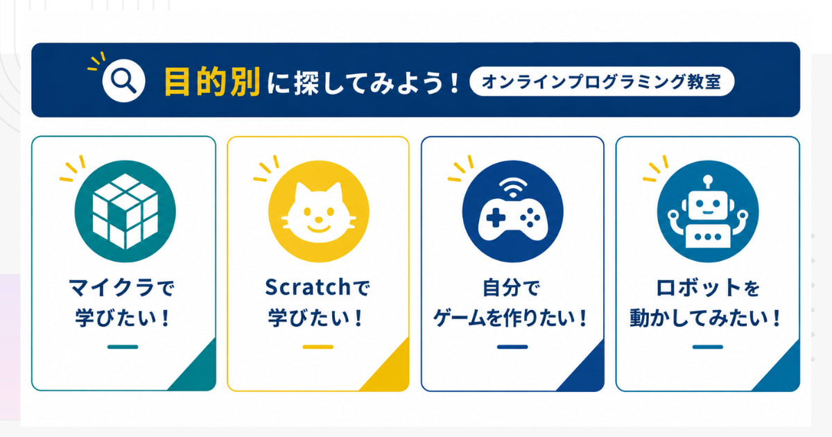 子ども向けオンラインプログラミングスクールを目的別に探す