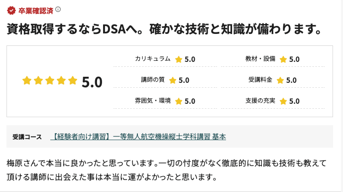 DSAなごのキャンパス(ドローンスクール愛知)の口コミ