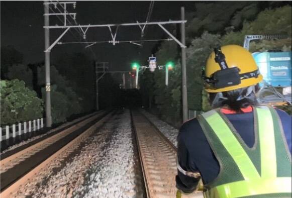 夜間線路閉鎖での線路内自動遠隔飛行実証実験(同じく名古屋鉄道㈱)