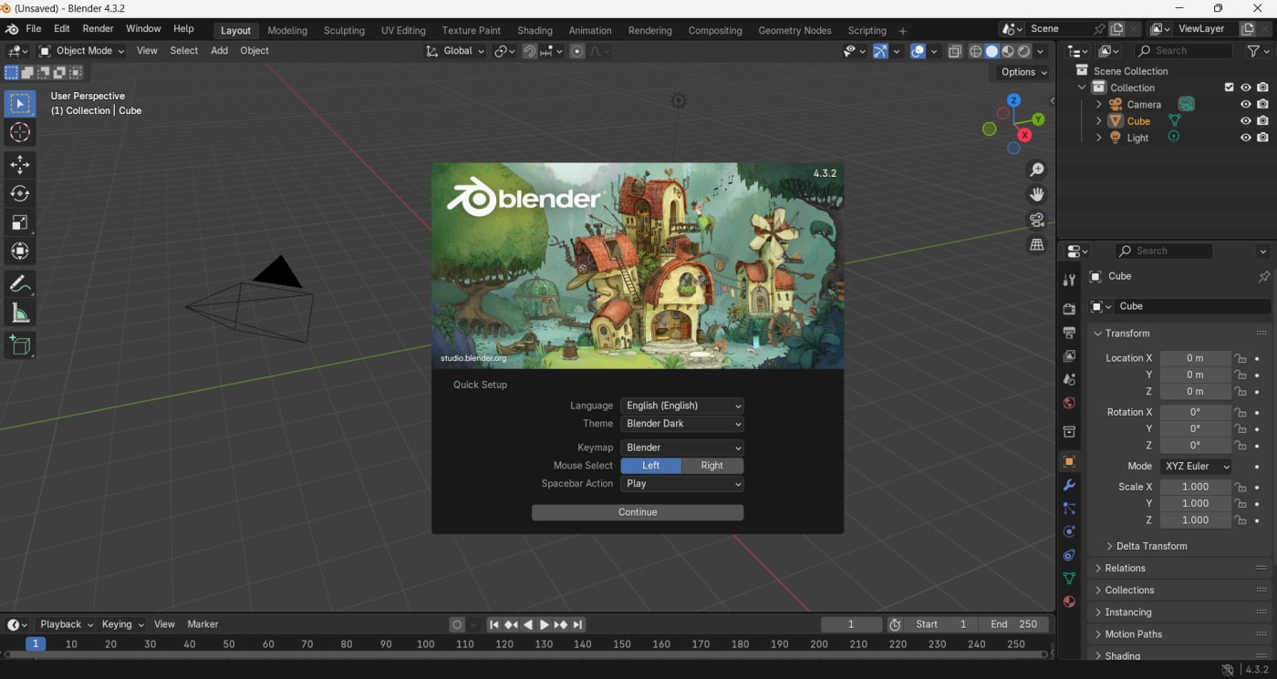Blender起動画面