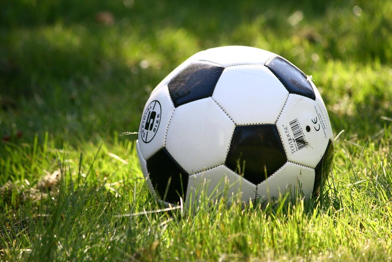 芝生の上のサッカーボール