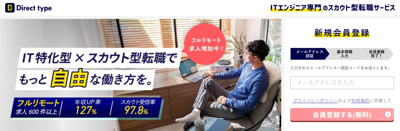 Direct typeサービストップ画像