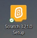 グレーの背景にスクラッチ3.21.0の設定アイコンが表示されます。