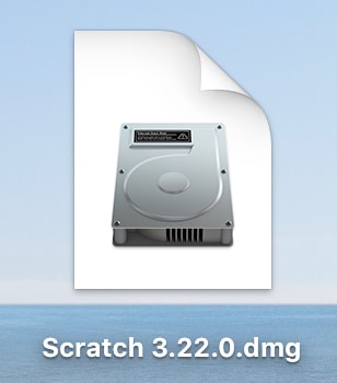 スクラッチ3.22.0.dmgというファイルのアイコン