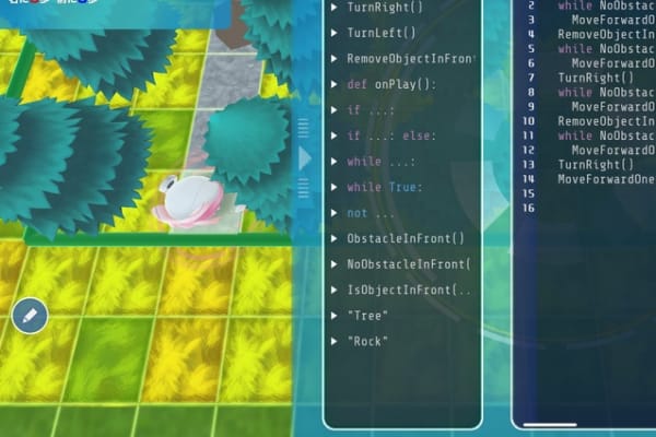 最終的にはテキストコーディングを習得していきます。 Pythonブロックで積み上げた力とタイピングで培った力を合わせて実践的なコーディングを身につけていくことができます。