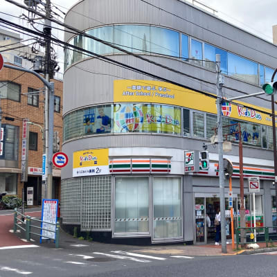 JR大森駅西口を出ると池上通りがあります。 池上通りを左（蒲田方面）に3分程歩くと右手にセブンイレブンがあり2階にあります！