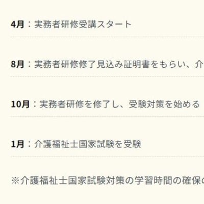 実務者研修受講のスケジュール例