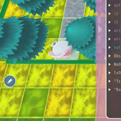 Pythonブロックを学んだ後、テキストコーディングに挑戦！楽しみながら段階的にステップアップすることで、本格的なテキストコーディングまで習得！