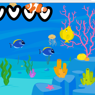 生徒作品例魚を食べて進化するゲーム