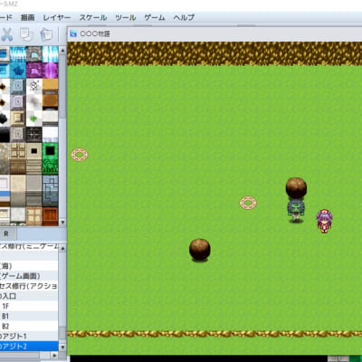 物語コース(ふつう)でゾンビと岩を避けながら、魔女を捕まえます。