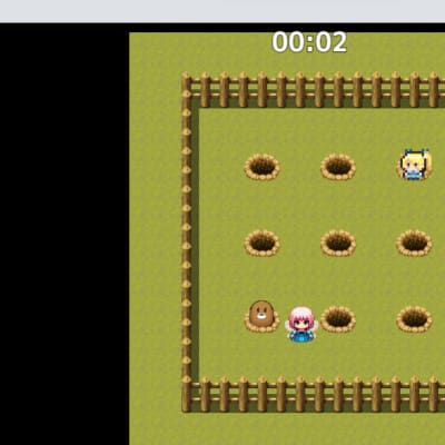 物語(システム)コースで作成するモグラ叩きゲームです。