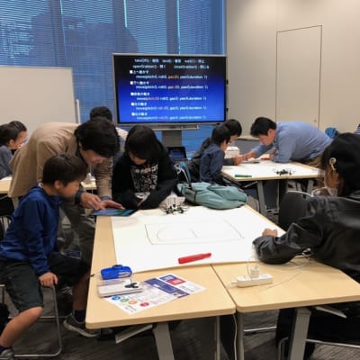 ワークショップでのプログラミング体験風景