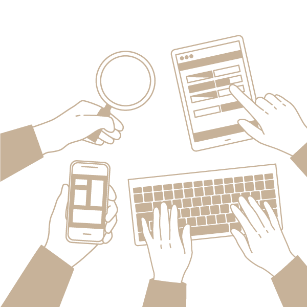 パソコンを使って調べているイラスト