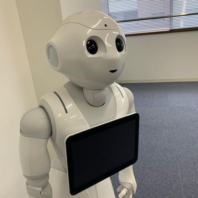 ペッパーくんがお出迎えします