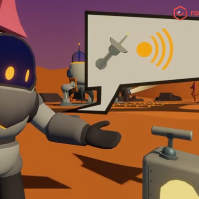 ブロックプログラミングクラスでは、バーチャルロボット教材「ロボティファイ」を使って学びます。（火星探査編）