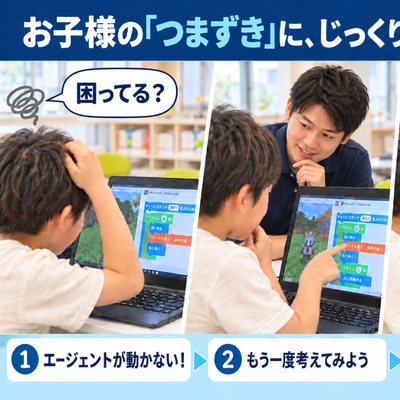 お子様の「わからない…」に寄り添う現場コーチの声掛けにこだわっています。