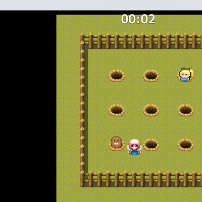 物語(システム)コースで作成するモグラ叩きゲームです。
