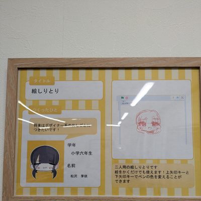 生徒のプロフィール作品です。壁にきれいにかざりつけるので、みんなかっこかわいいものを一生懸命作ってくれます♪