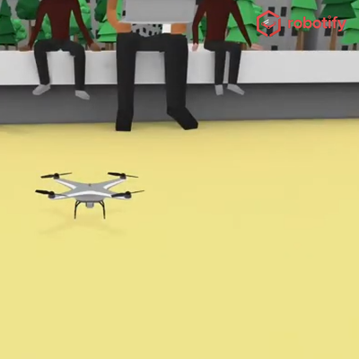 ブロックプログラミングクラスでは、バーチャルロボット教材「ロボティファイ」を使って学びます。（ドローン編）